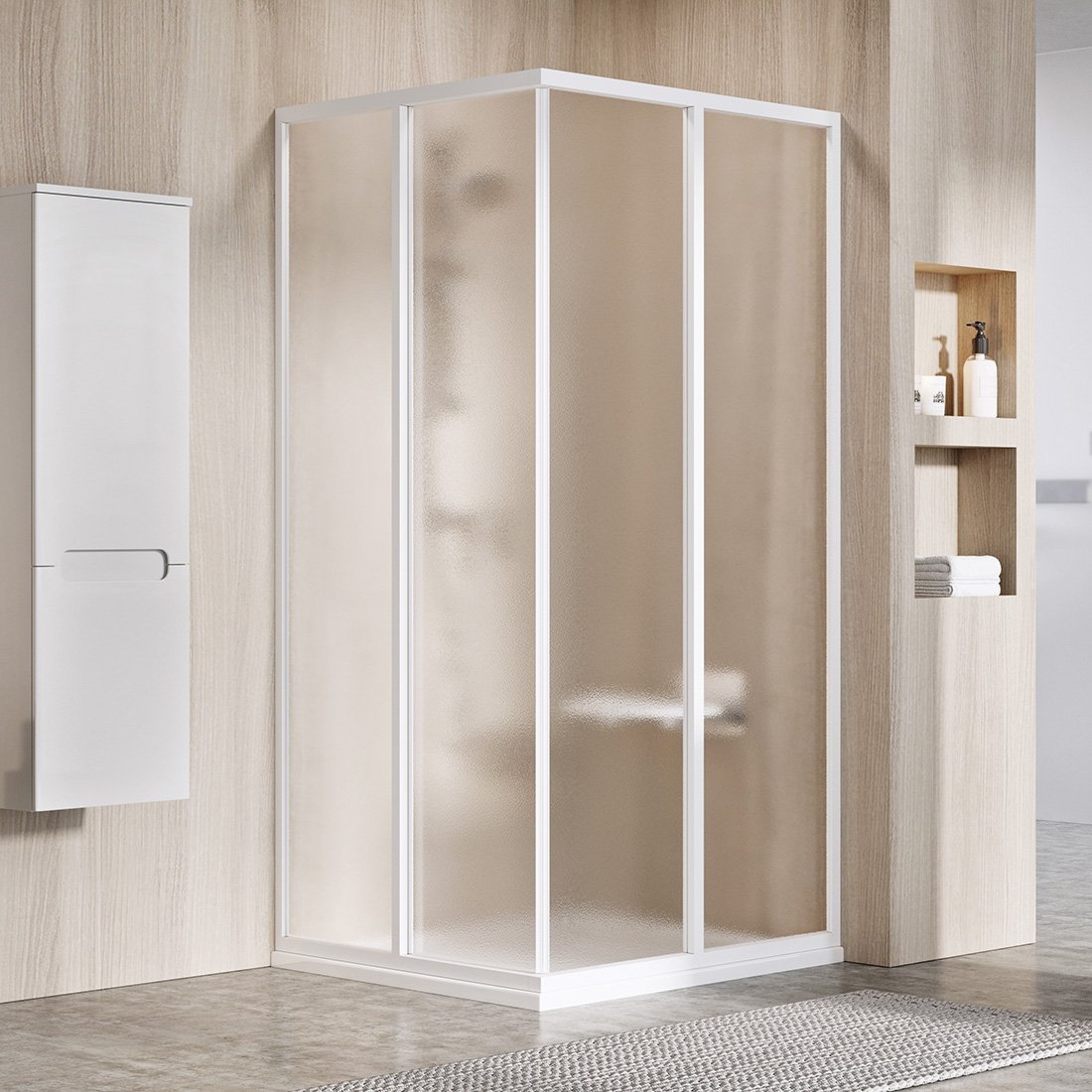 Ravak Supernova sprchové dveře 80 cm posuvné bílá lesk/vzorované sklo 14V401O2ZG