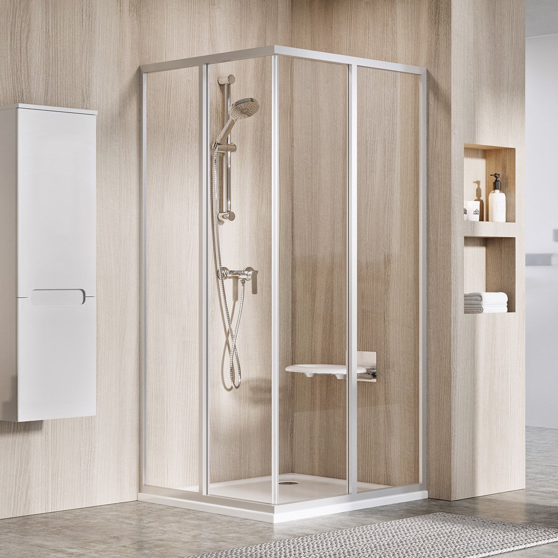 Ravak Supernova sprchové dveře 80 cm posuvné satén matný/průhledné sklo 14V40UO2Z1