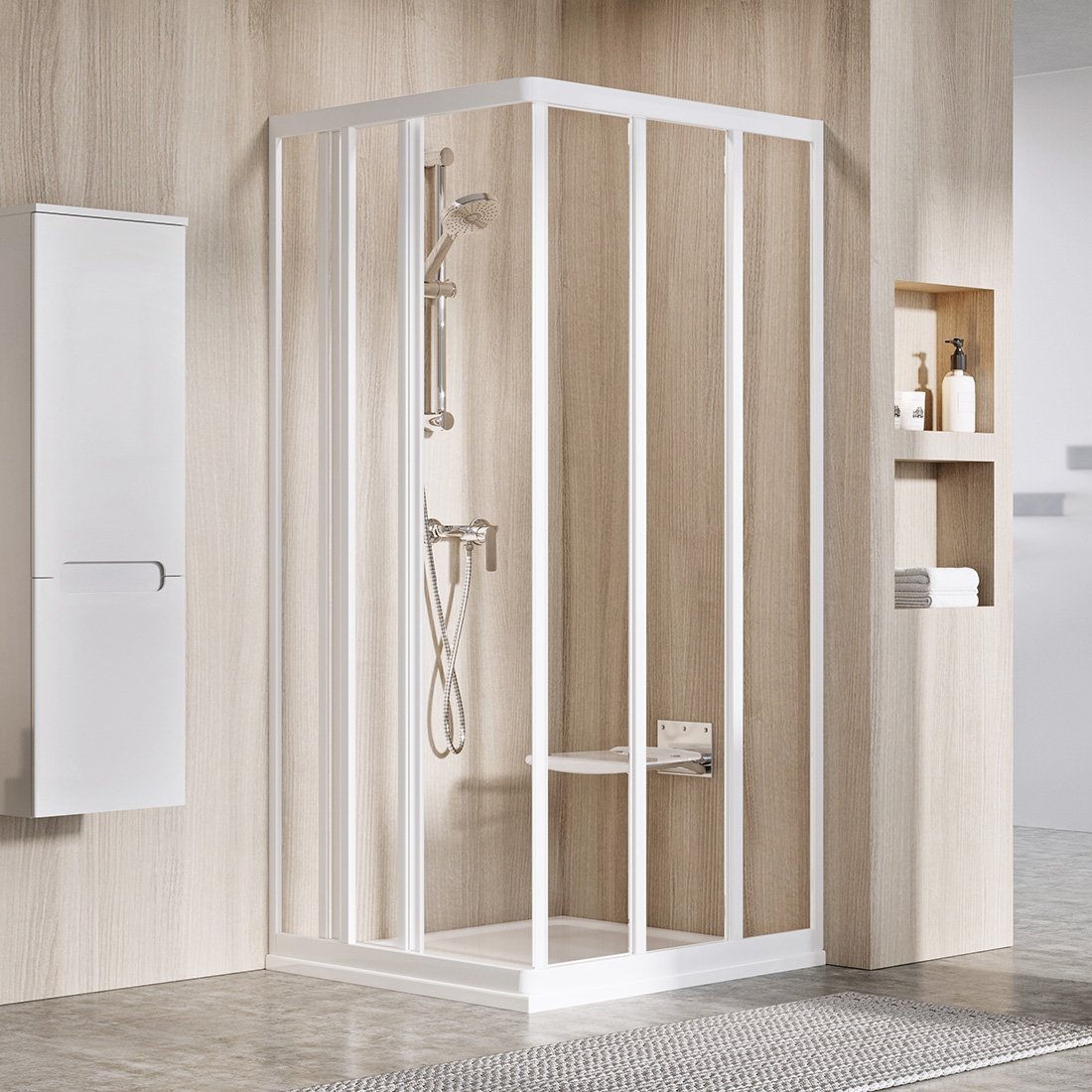 Ravak Supernova sprchové dveře 75 cm posuvné bílá lesk/průhledné sklo 15V301R2Z1