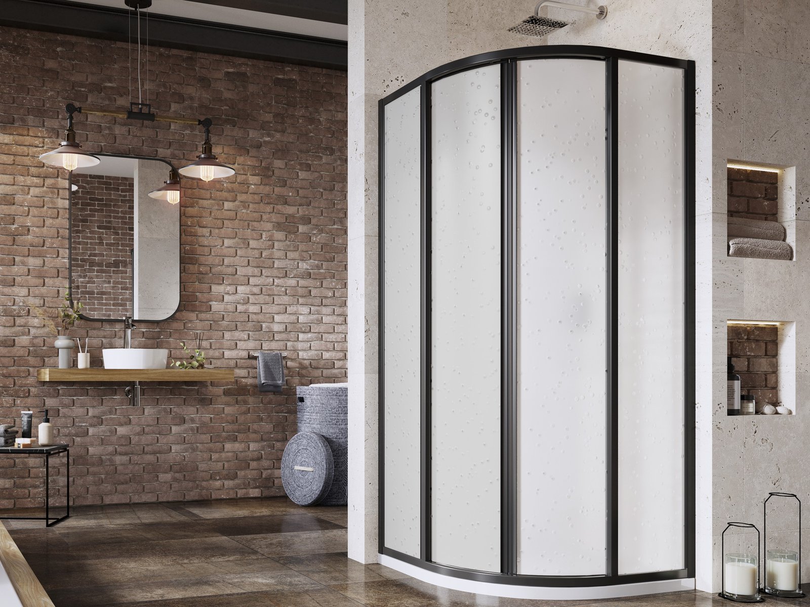 Ravak Supernova sprchový kout 80x80 cm půlkulatá černá matný/polystyrenový materiál 3114O30211