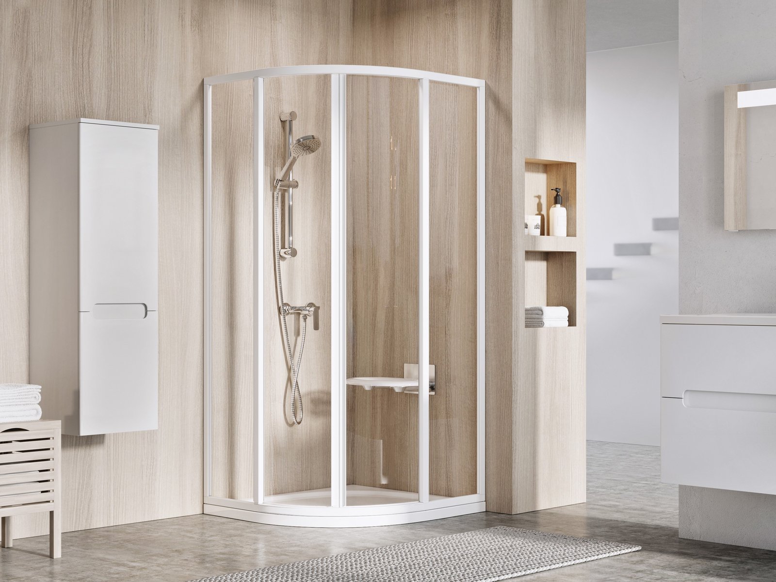 Ravak Supernova sprchový kout 90x90 cm půlkulatá bílá lesk/průhledné sklo 3117O102Z1