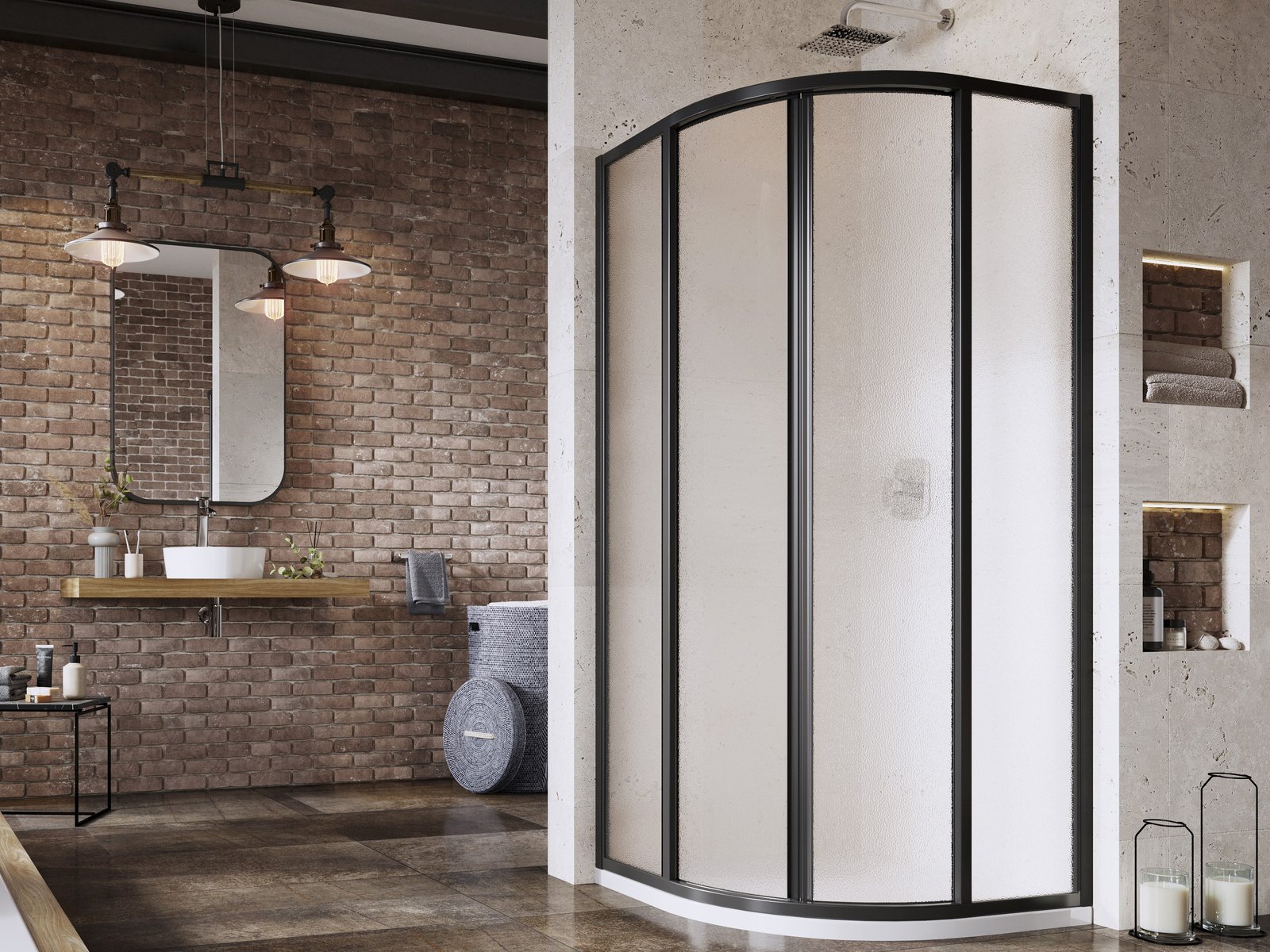 Ravak Supernova sprchový kout 90x90 cm půlkulatá černá matný/ 3117O302ZG