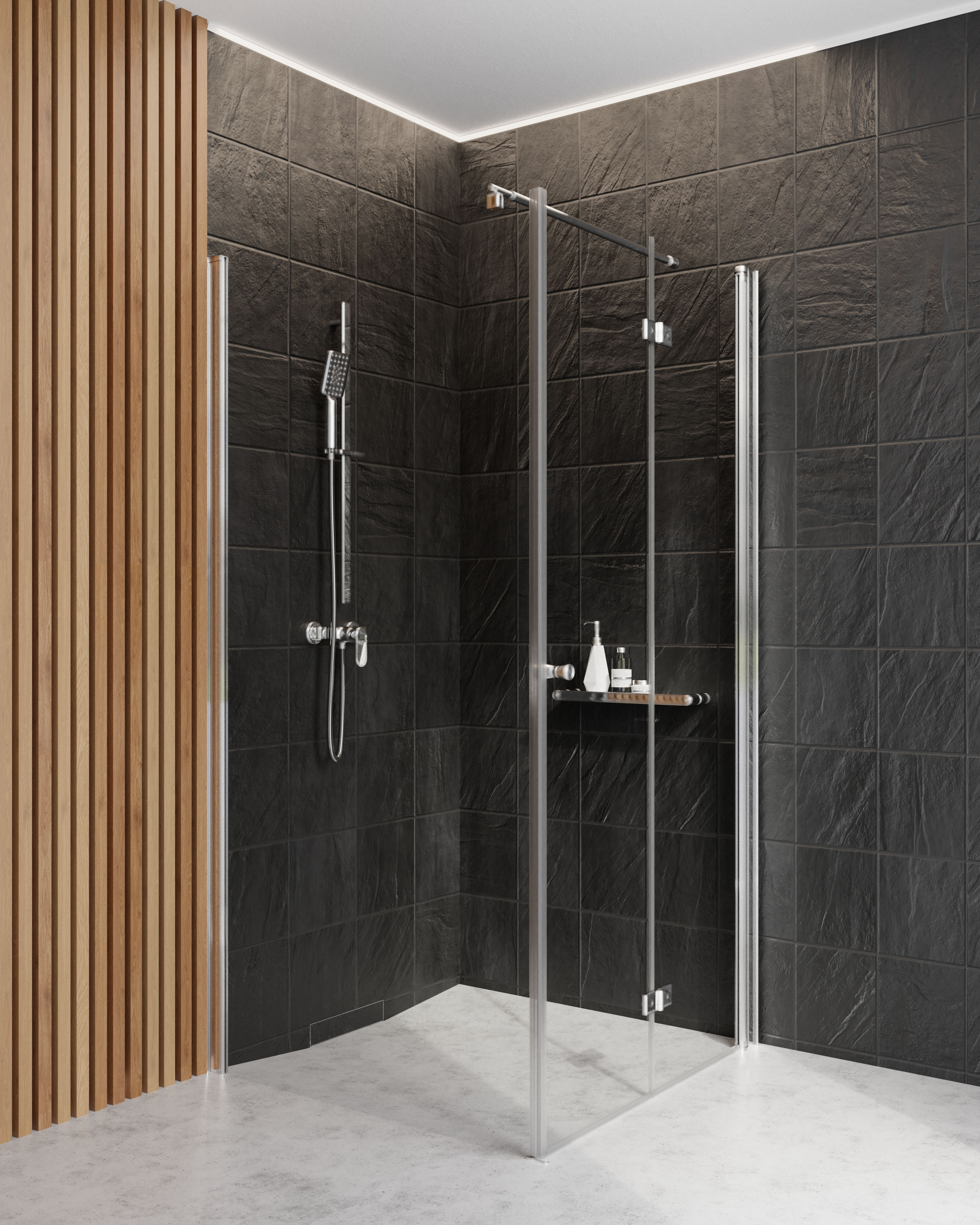 Set sprchové dveře Deante Kerria Plus KTSX042P, sprchová zástěna walk-in Deante Kerria Plus KTS030P