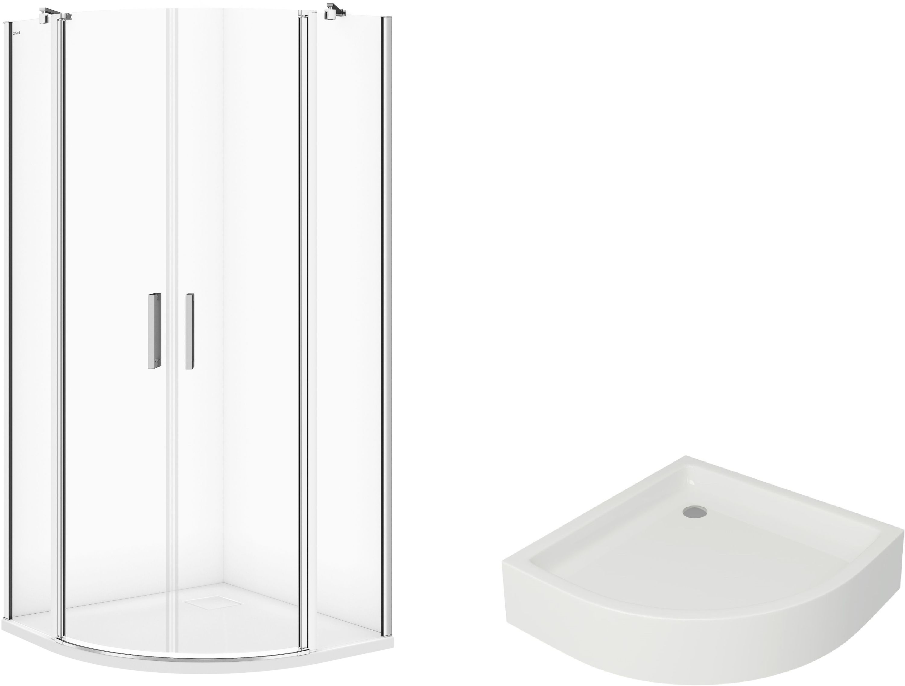 Set sprchový kout Cersanit Moduo S162-010, půlkruhová sprchová vanička Cersanit Tako S204-004