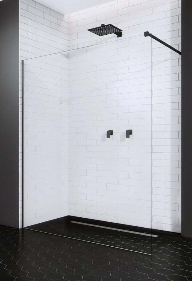 Radaway Modo New Black II sprchová zástěna 75 cm černá matný/průhledné sklo 389075-54-01