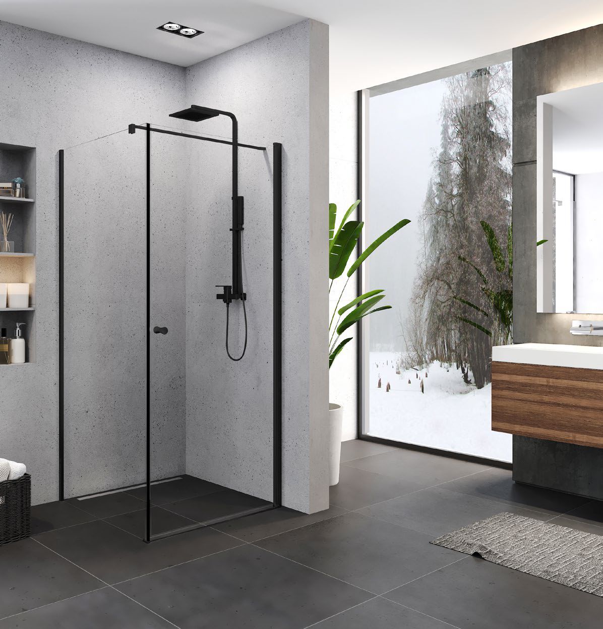 New Trendy Superia Black sprchový kout 90x80 cm obdélníkový černá matný/průhledné sklo K-0800