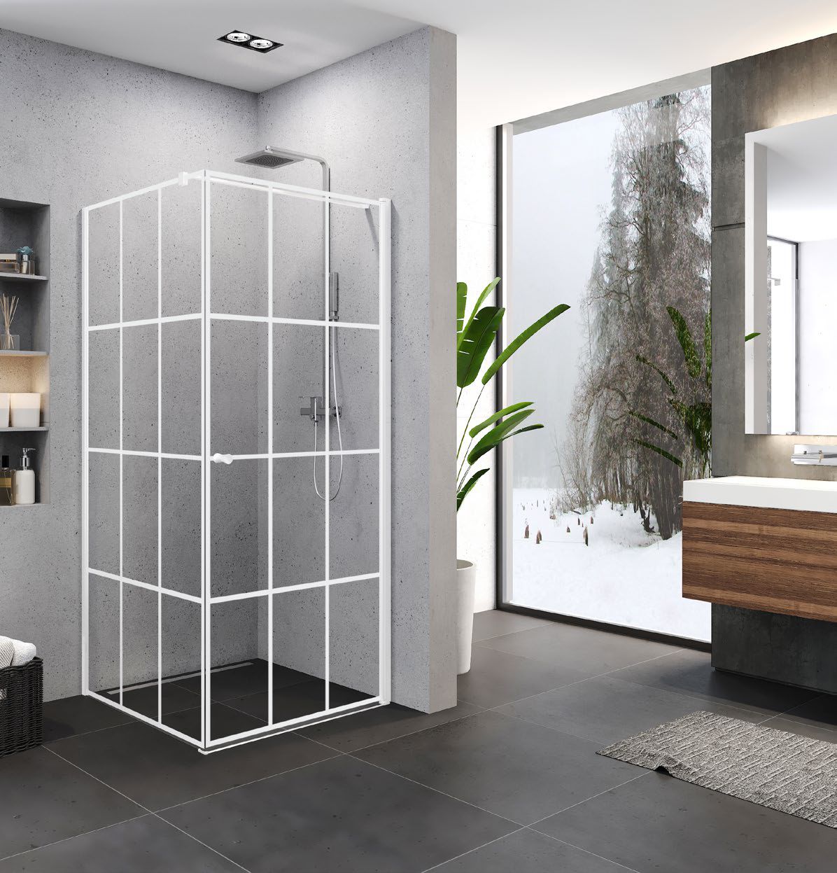 New Trendy Superia White sprchový kout 90x90 cm čtvercový bílá matný/vzorované sklo K-0794