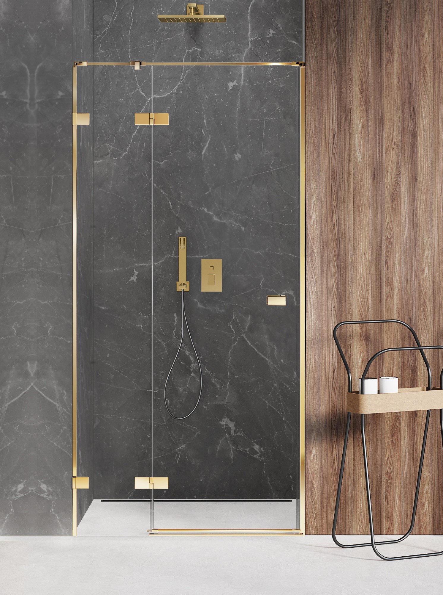 New Trendy Avexa Gold Shine sprchové dveře 120 cm sklopné zlatá lesk/průhledné sklo EXK-1638