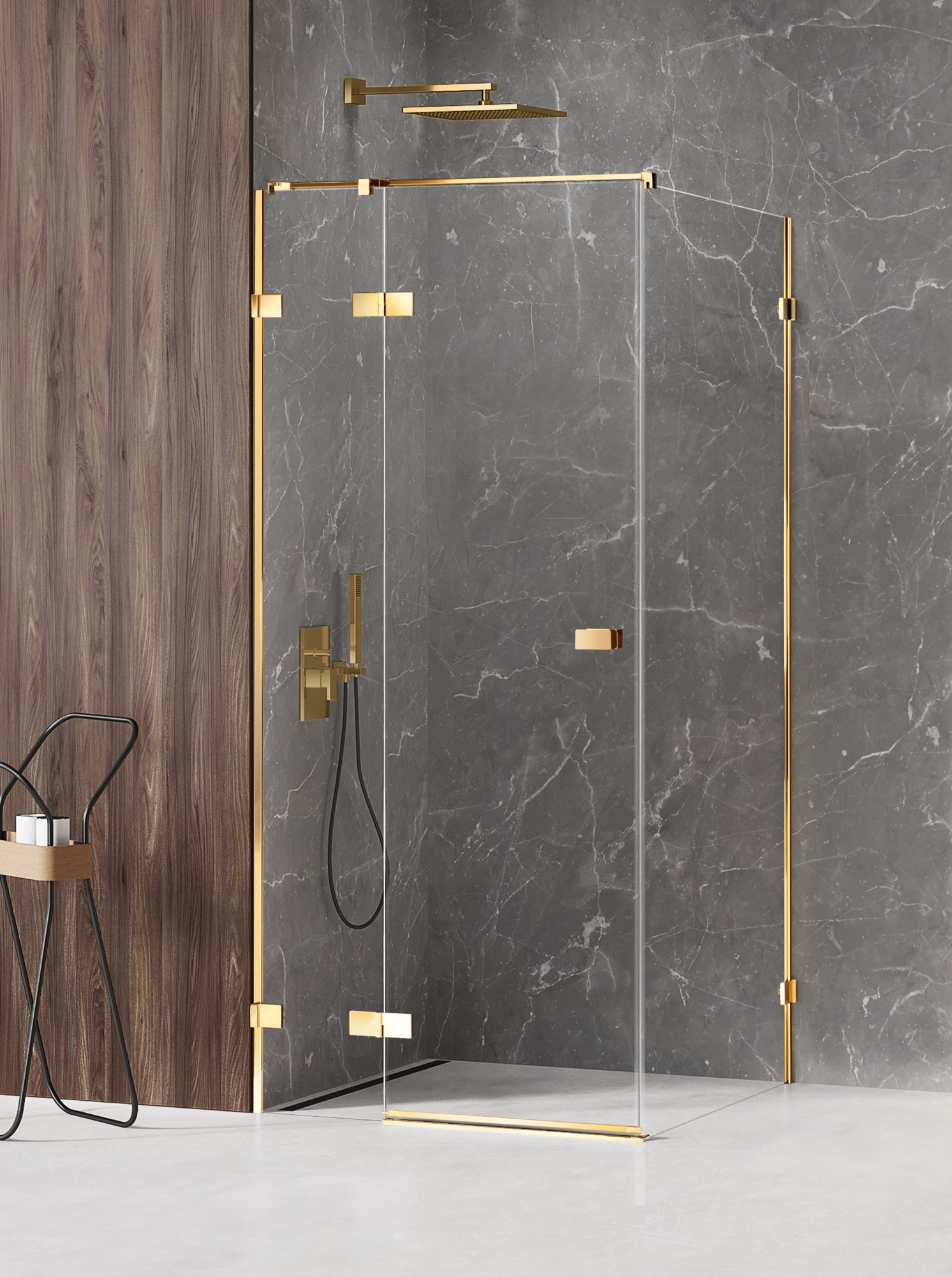 New Trendy Avexa Gold Shine sprchový kout 80x80 cm čtvercový zlatá lesk/průhledné sklo EXK-1646