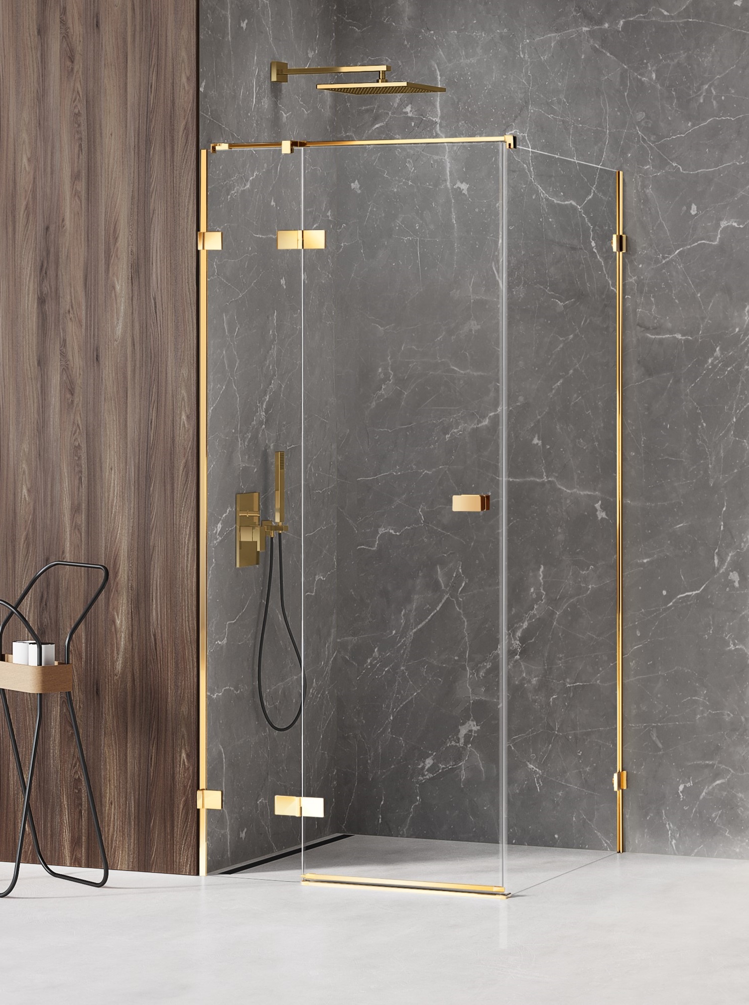 New Trendy Avexa Gold Shine sprchový kout 90x80 cm obdélníkový zlatá lesk/průhledné sklo EXK-1648