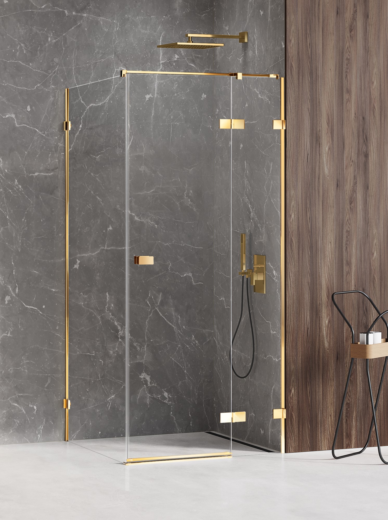 New Trendy Avexa Gold Shine sprchový kout 90x70 cm obdélníkový zlatá lesk/průhledné sklo EXK-1657