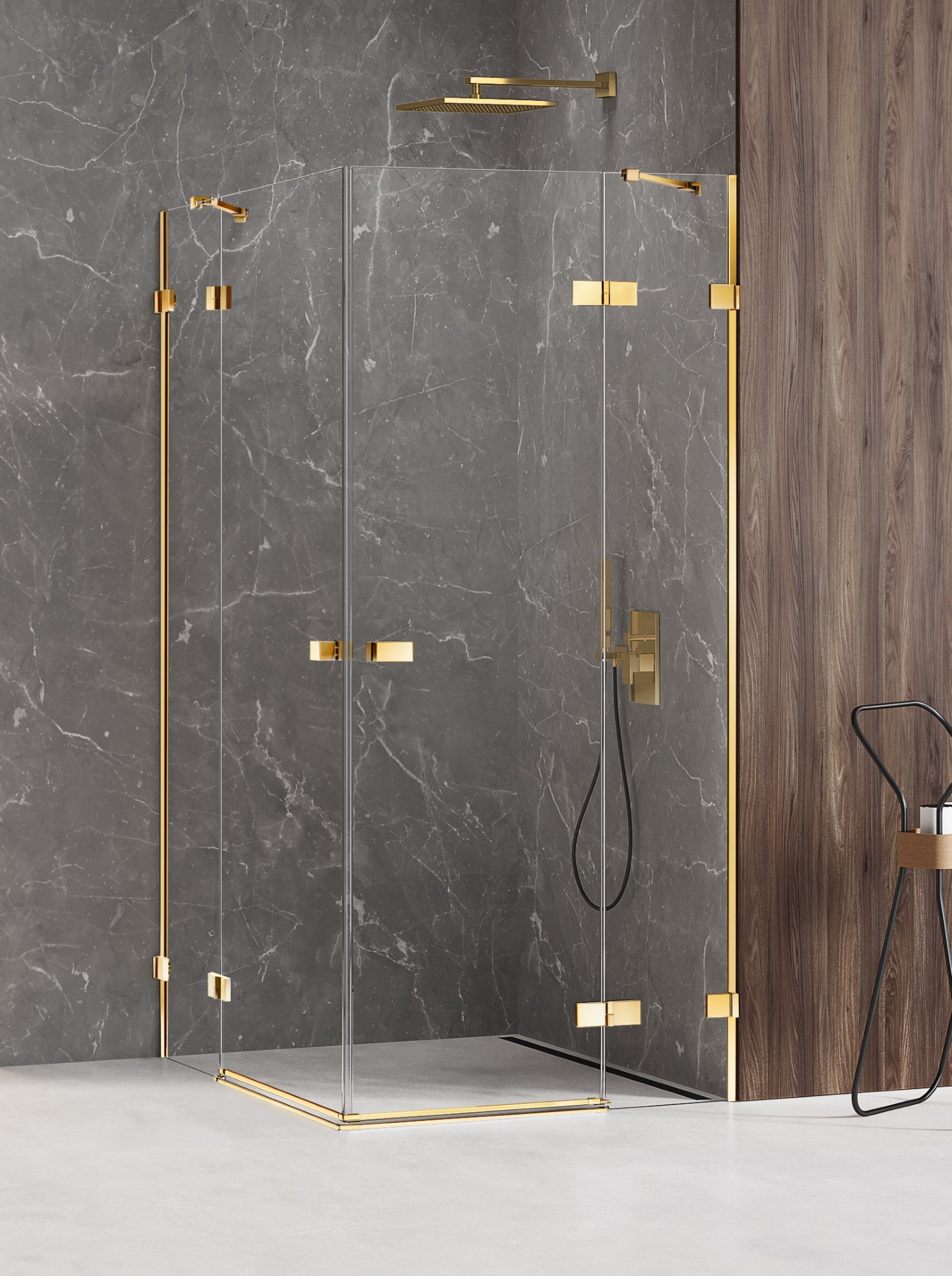 New Trendy Avexa Gold Shine sprchový kout 80x80 cm čtvercový zlatá lesk/průhledné sklo EXK-1692