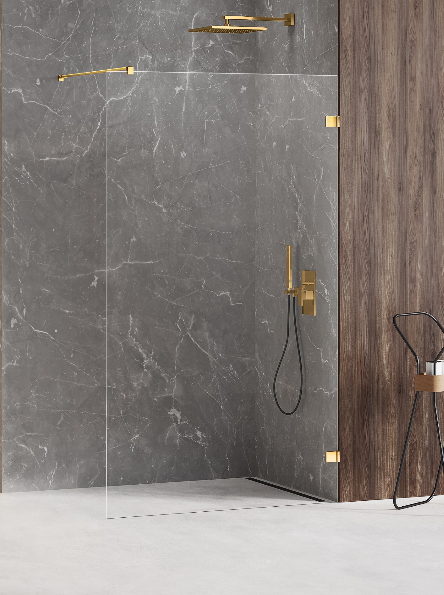 New Trendy Avexa Gold Shine sprchová zástěna 90 cm zlatá lesk/průhledné sklo EXK1710