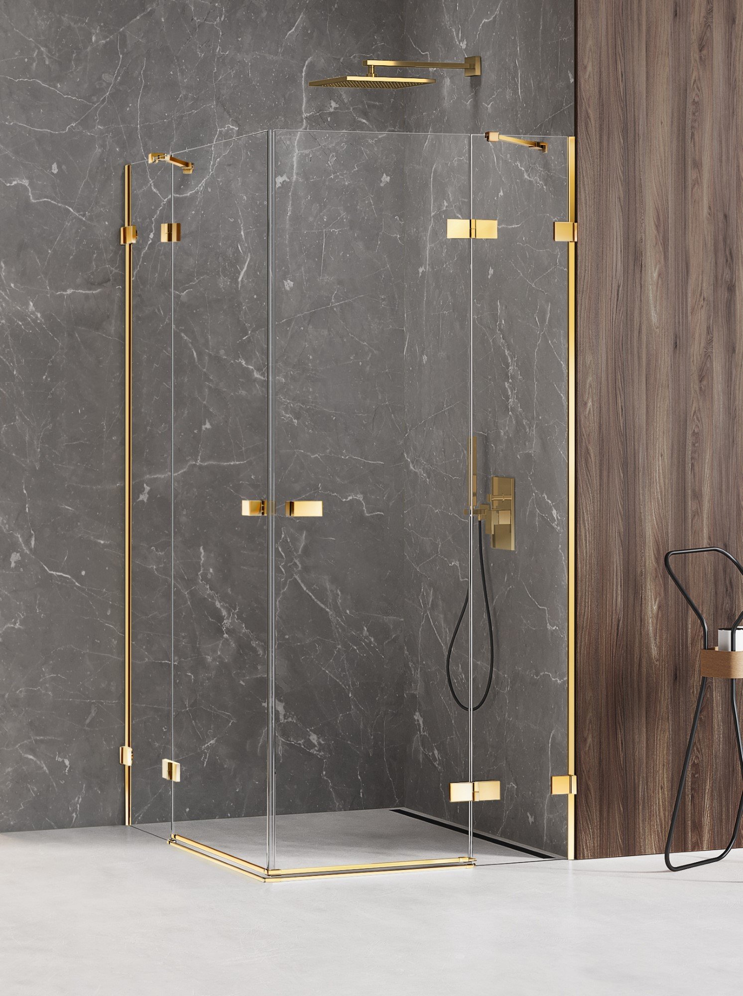 New Trendy Avexa Gold Shine sprchový kout 110x110 cm čtvercový zlatá lesk/průhledné sklo EXK-1866