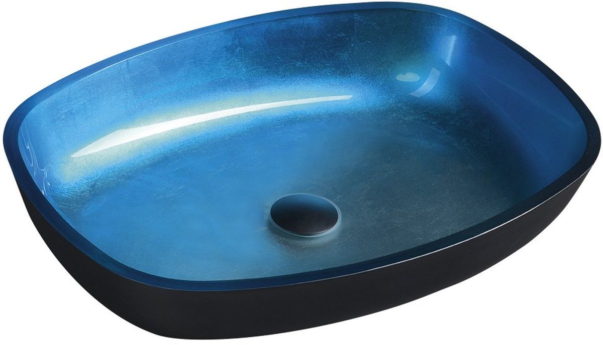 Sapho Beauty umyvadlo 54x40 cm oválné na pult černá-modrá TY224