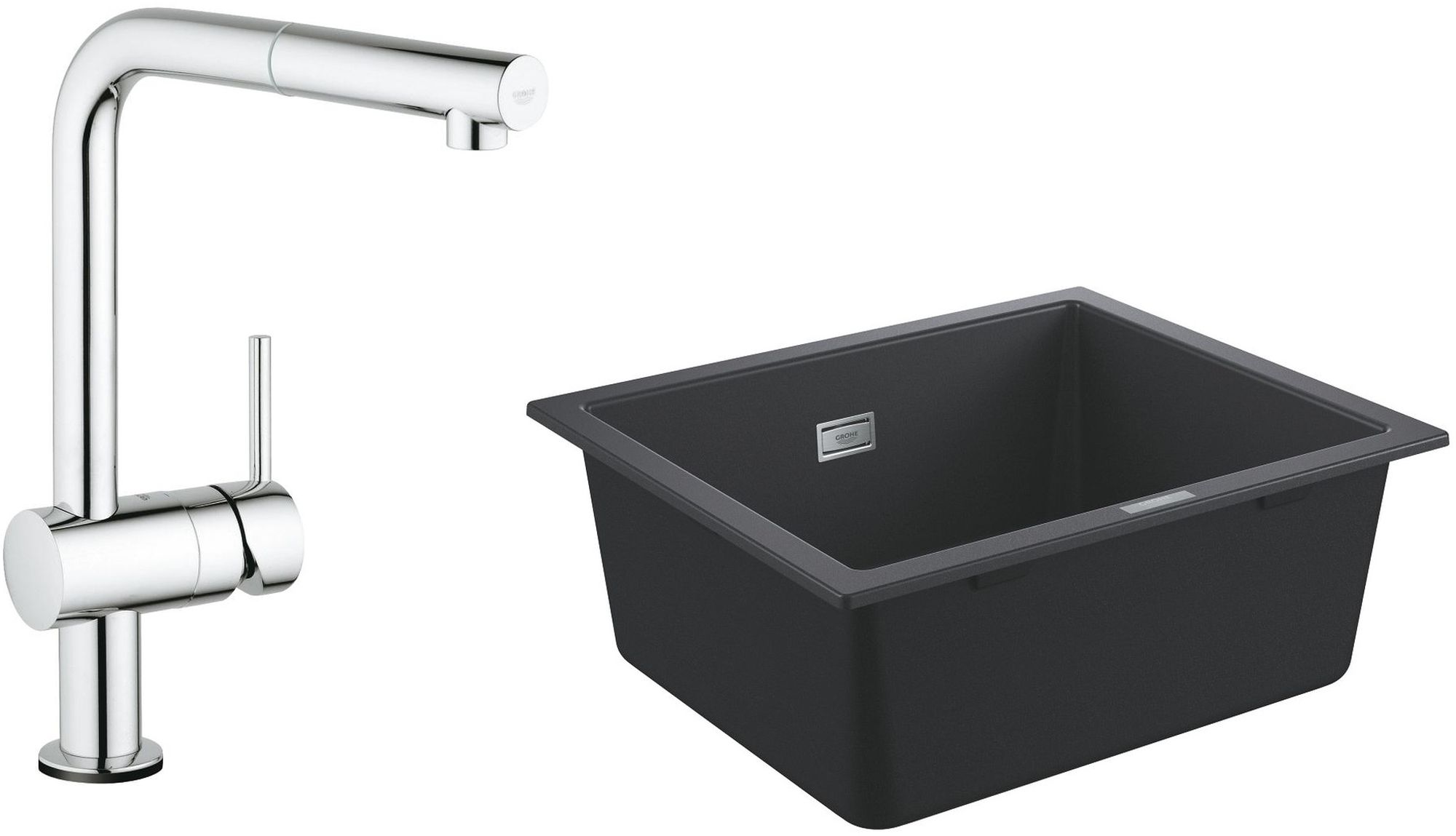 Sada kuchyňská baterie Grohe Minta 31360001, granitový dřez Grohe K700 31654AP0