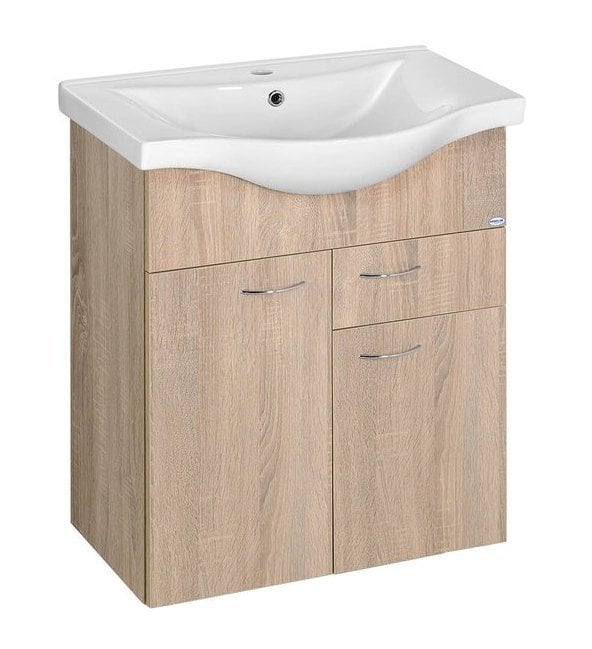 Aqualine Keramia Fresh skříňka 59.6x34.4x74 cm pod umyvadlo závěsná dub 50066