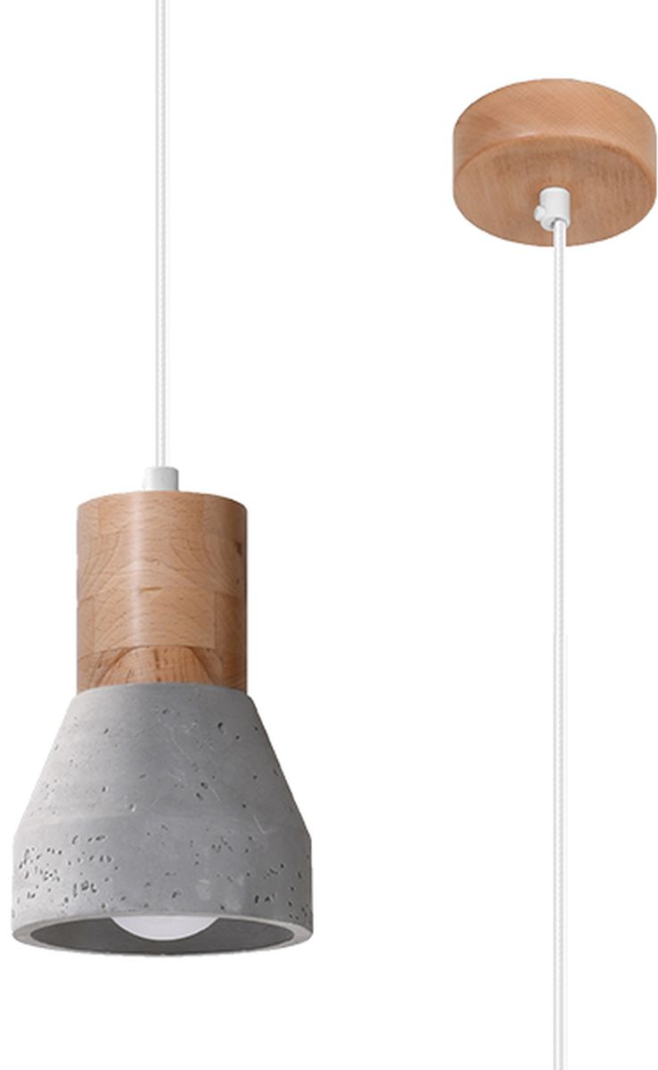 Sollux Lighting Qubic závěsné svítidlo 1x60 W šedá/popelavá-dřevo SL.0964