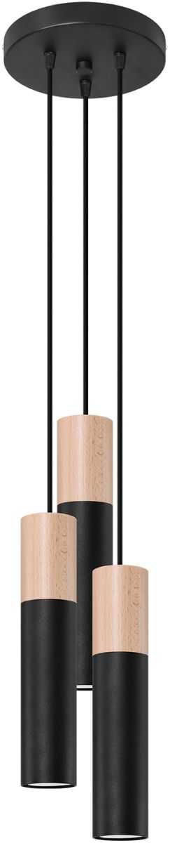 Sollux Lighting Pablo závěsné svítidlo 3x40 W černá-dřevo SL.1014