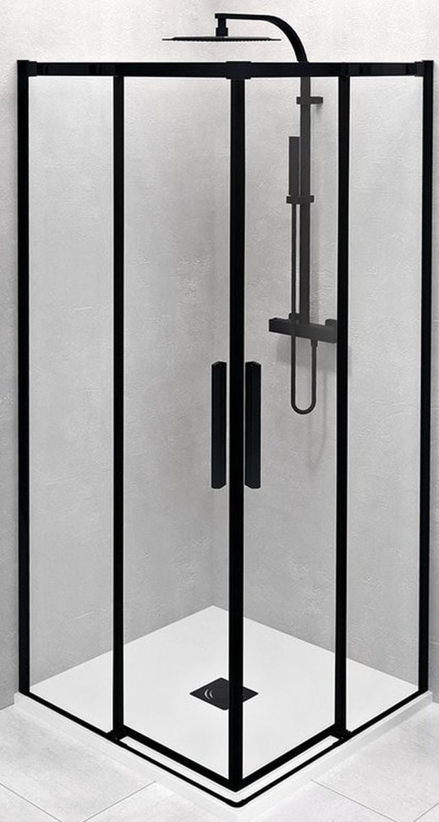 Polysan Altis Line Black sprchový kout 80x80 cm čtvercový černá matný/průhledné sklo AL1582B