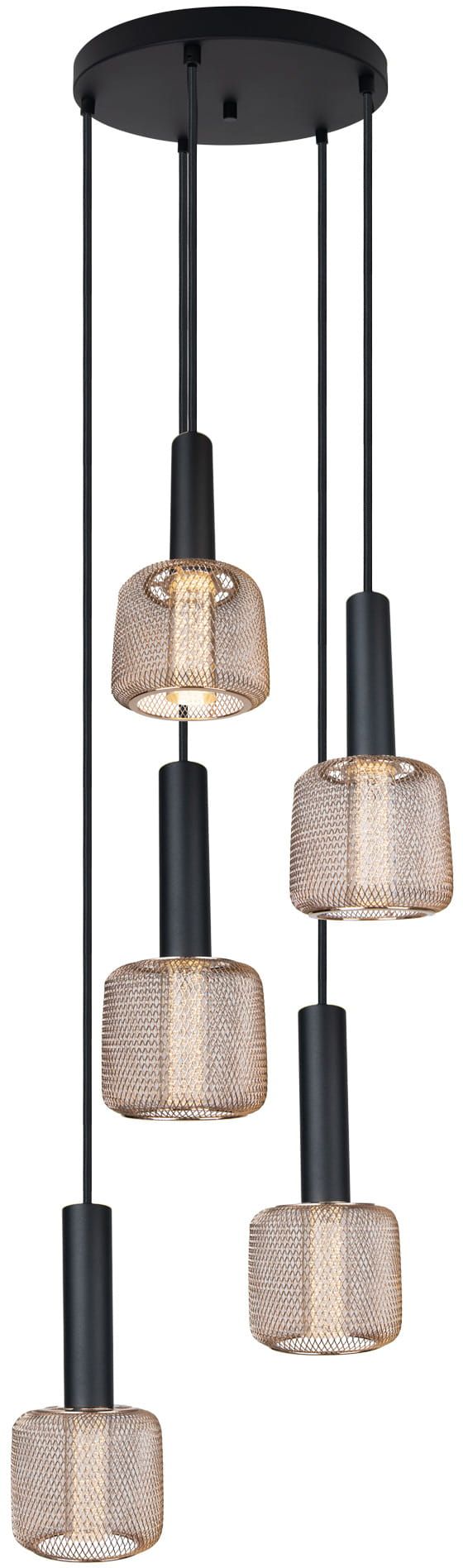 MaxLight Mesh závěsné svítidlo 5x5 W černá-zlatá P0439