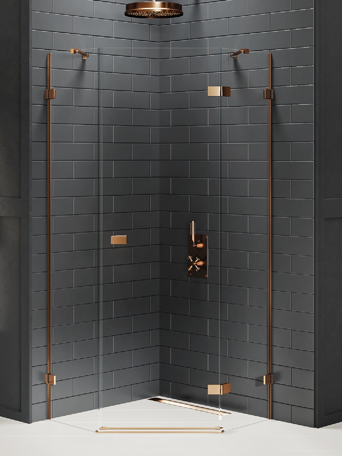 New Trendy Avexa Copper Brushed sprchový kout 80x80 cm měděná kartáčovaný/průhledné sklo EXK-3819