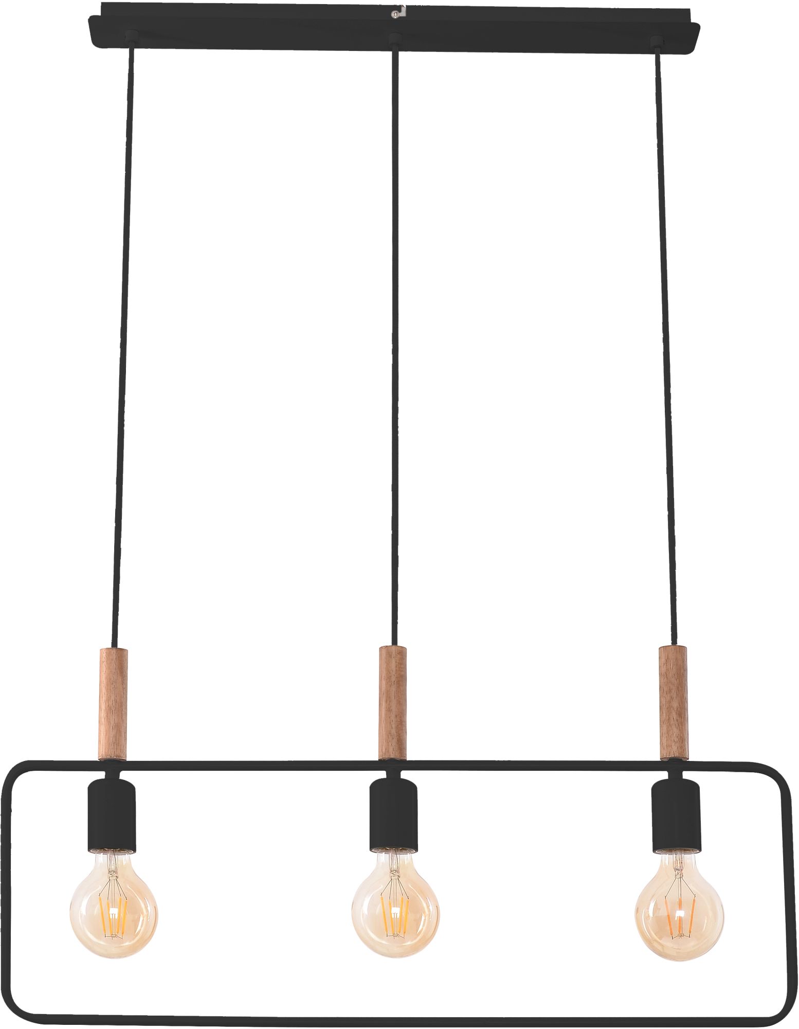 Candellux Frame závěsné svítidlo 3x60 W černá-dřevo 33-73525