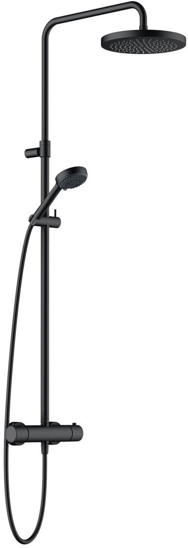 Kludi Logo Neo sprchová sada na stěnu s termostatem s dešťovou sprchou černá 6808239-00