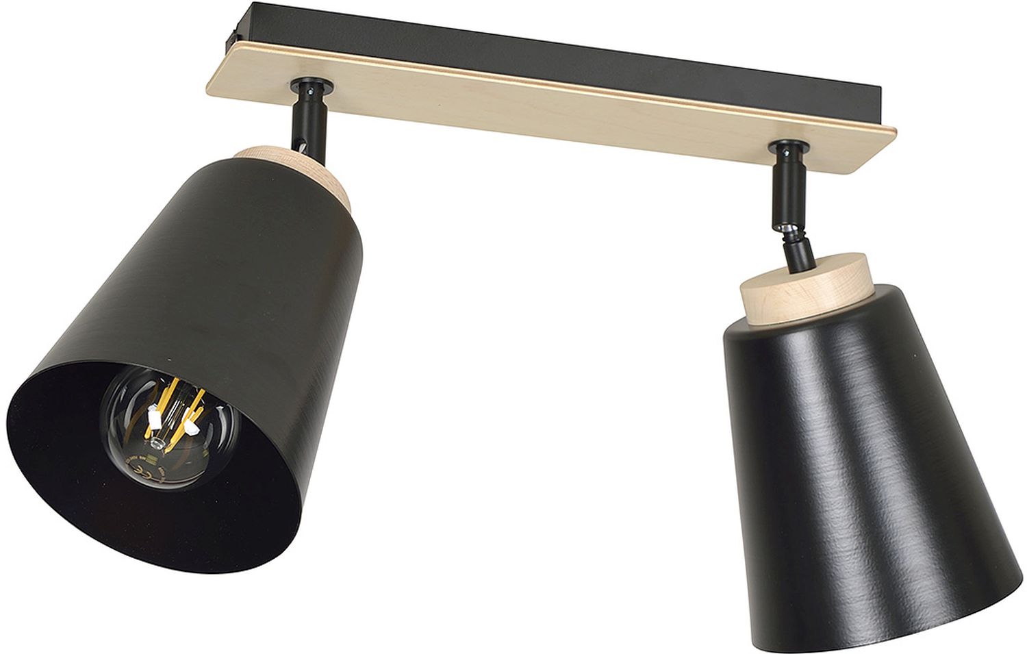 Emibig Atlas stropní světlo 2x15 W černá-dřevo 725/2