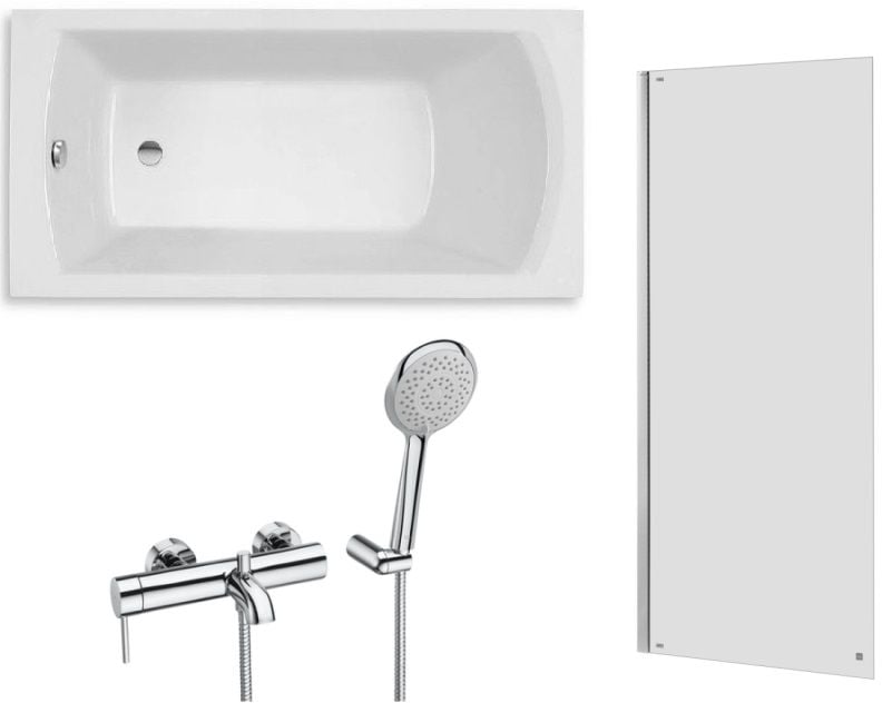 Sada obdélníková vana Roca Linea Slim A248543000, vanová baterie Roca Lanta A5A0111C00, AM4008512M