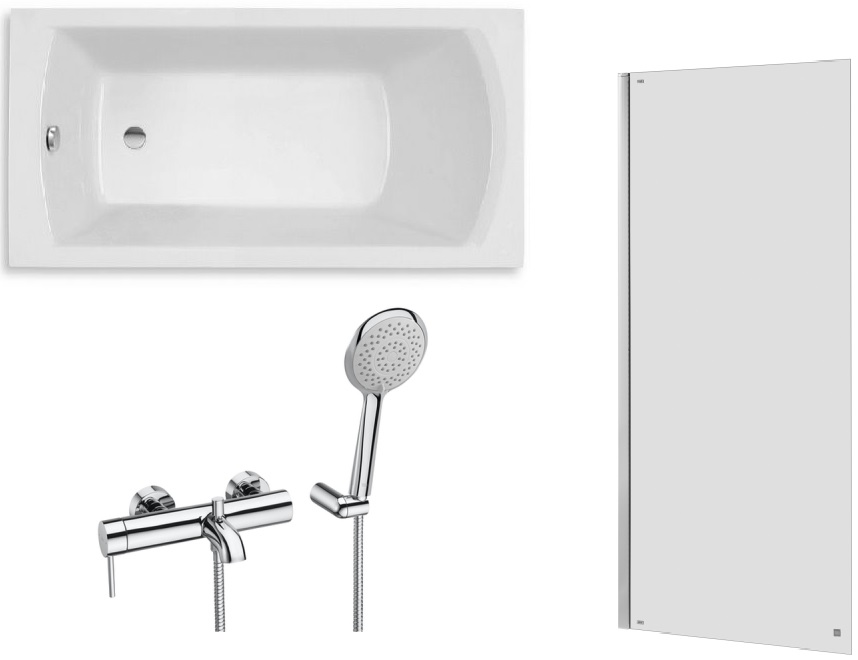 Sada obdélníková vana Roca Linea Slim A248544000, vanová baterie Roca Lanta A5A0111C00, AM4008512M