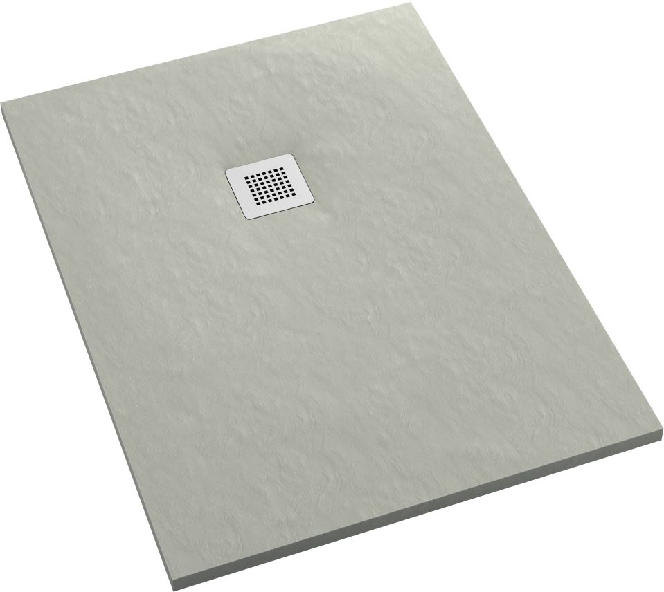 Schedpol Kalait Cement Stone obdélníková sprchová vanička + mřížka x90 cm cement 3.3116/CT/ST-M2
