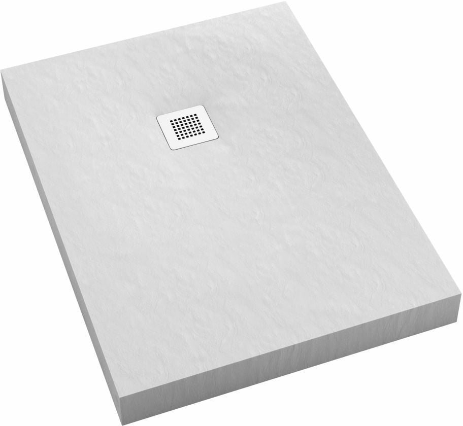 Schedpol New Horizons White Stone obdélníková sprchová vanička + mřížka x90 cm bílá 3.3321/B/ST-M2