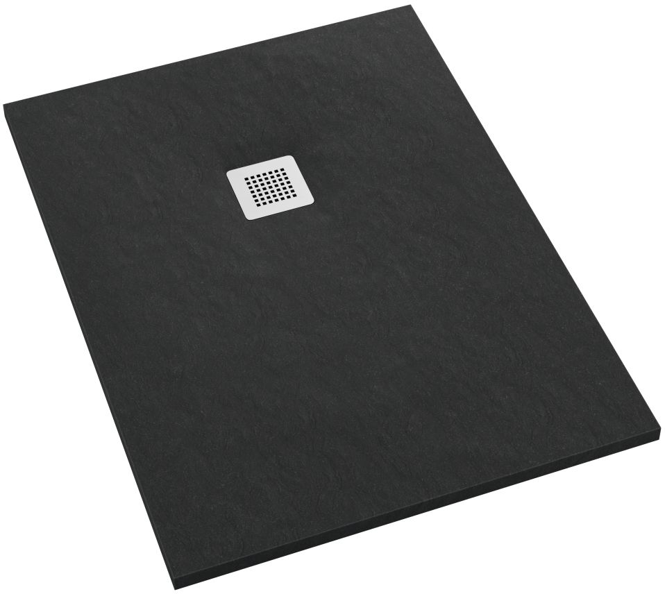 Schedpol Kalait Black Stone obdélníková sprchová vanička + mřížka x70 cm černá 3.3133/C/ST-M2