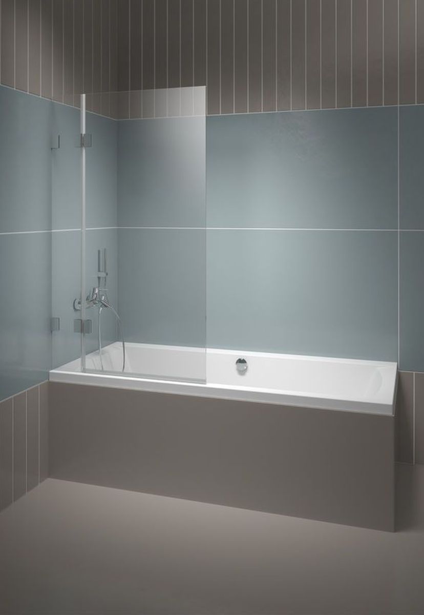 Riho Scandic vanová zástěna 85 cm dvoudílný chrom lesk/čiré sklo G001143120