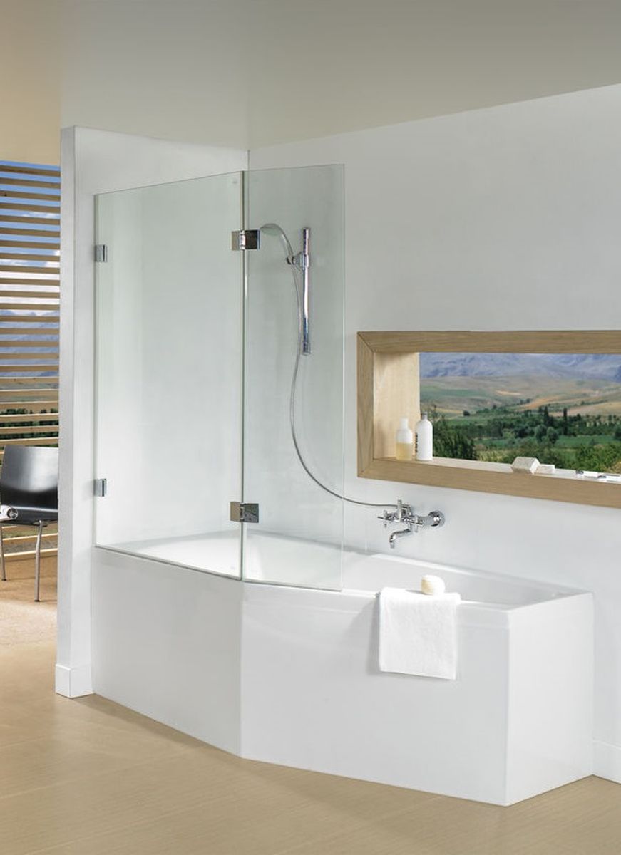 Riho Scandic vanová zástěna 91.5 cm dvoudílný chrom lesk/čiré sklo G001171120