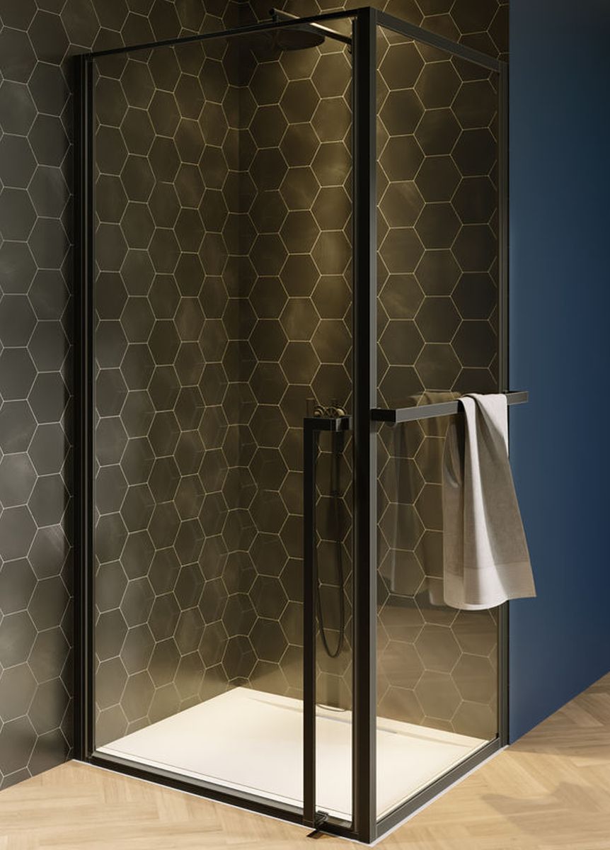 Riho Lucid sprchový kout 100x80 cm obdélníkový černá matný/průhledné sklo G005009121