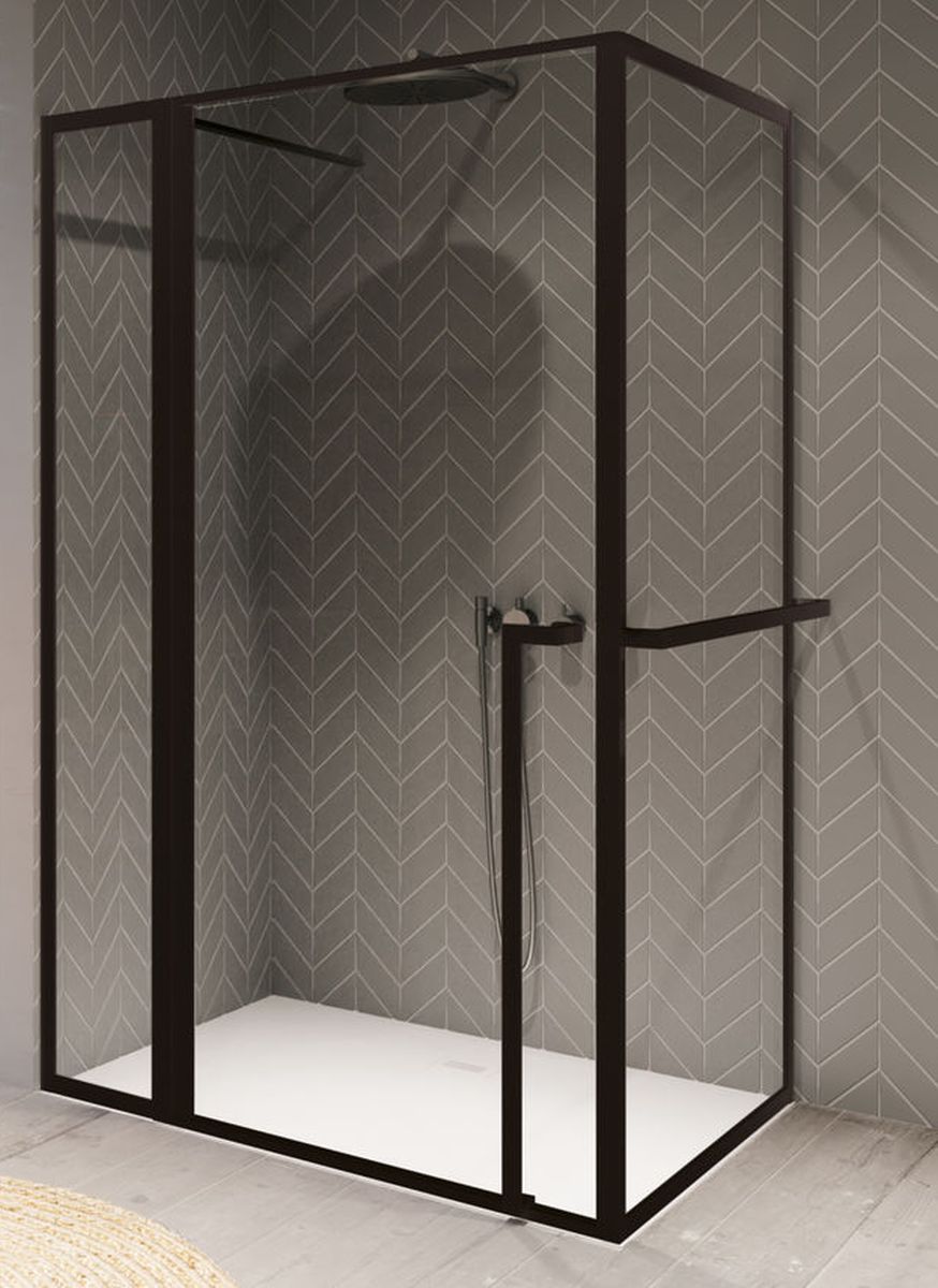 Riho Lucid sprchový kout 130x80 cm obdélníkový černá matný/průhledné sklo G005022121