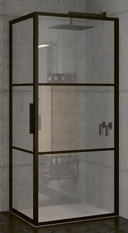 Riho Grid sprchový kout 80x80 cm čtvercový černá matný/vzorované sklo G004007121