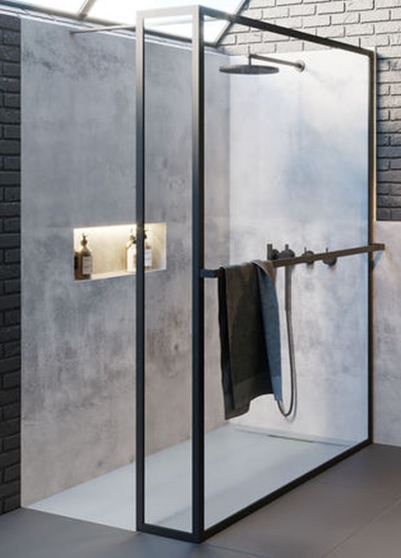 Riho Lucid sprchový kout walk-in 120x30 cm černá matný/průhledné sklo G005035121