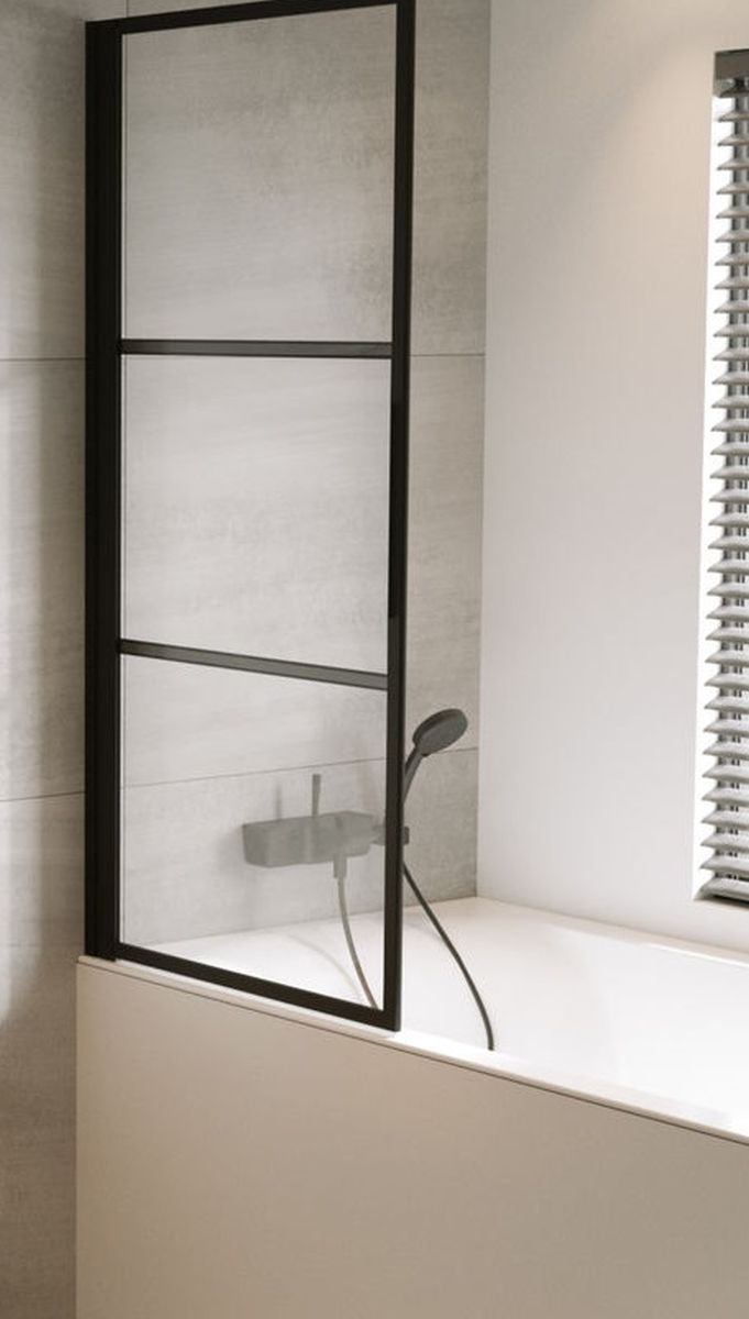 Riho Grid vanová zástěna 80 cm jednodílný černá matný/čiré sklo G004046121