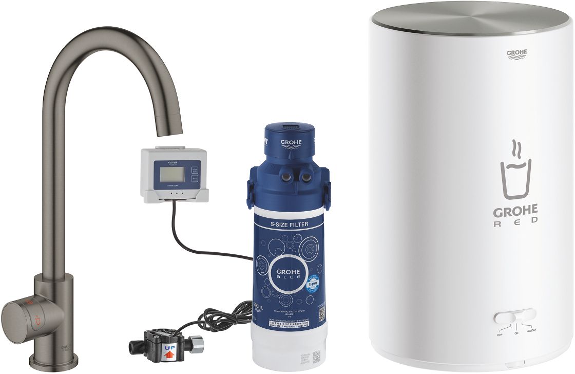 Grohe Red dřezový ventil s ohřevem vody stojící Brushed Hard Graphite 30085AL1