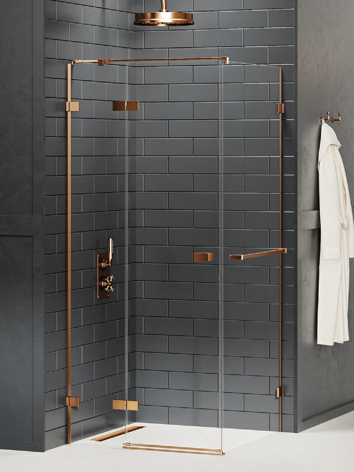 New Trendy Avexa Copper Brushed sprchový kout 100x80 cm obdélníkový měděná kartáčovaný/průhledné sklo EXK-3608