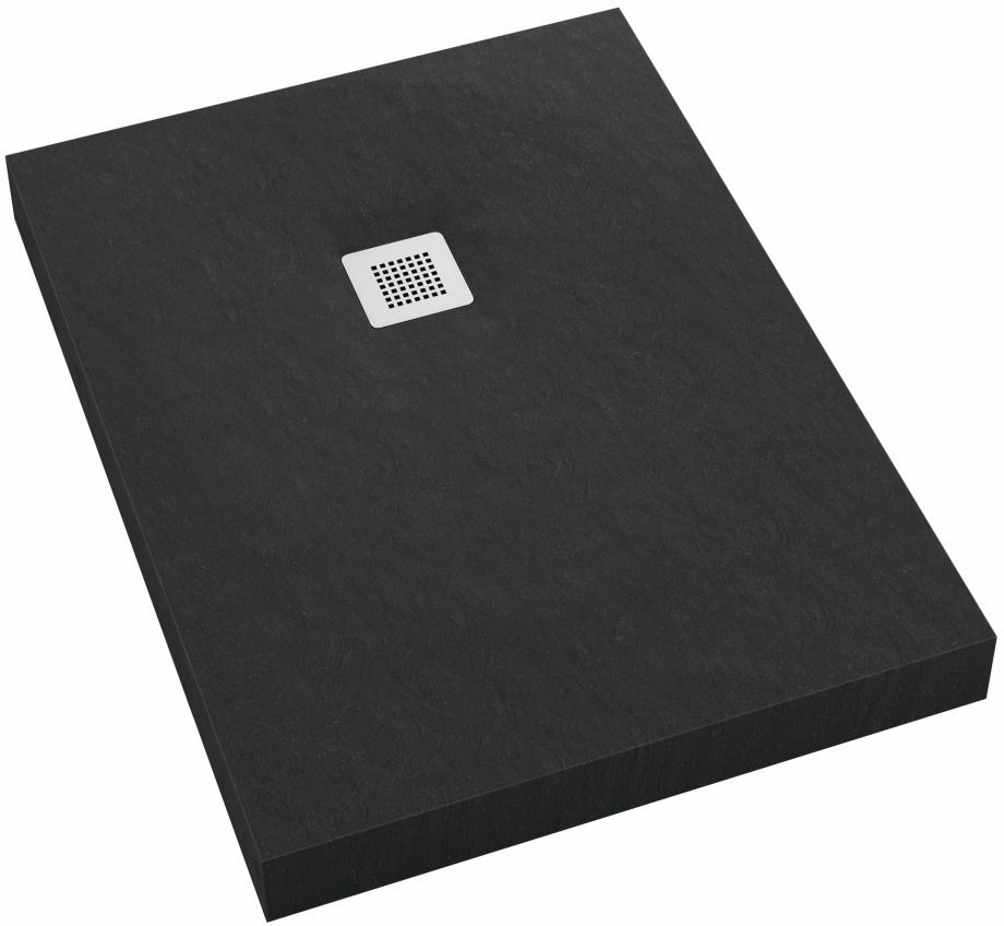 Schedpol New Horizons Black Stone obdélníková sprchová vanička + mřížka x90 cm černá 3.3319/C/ST-M2