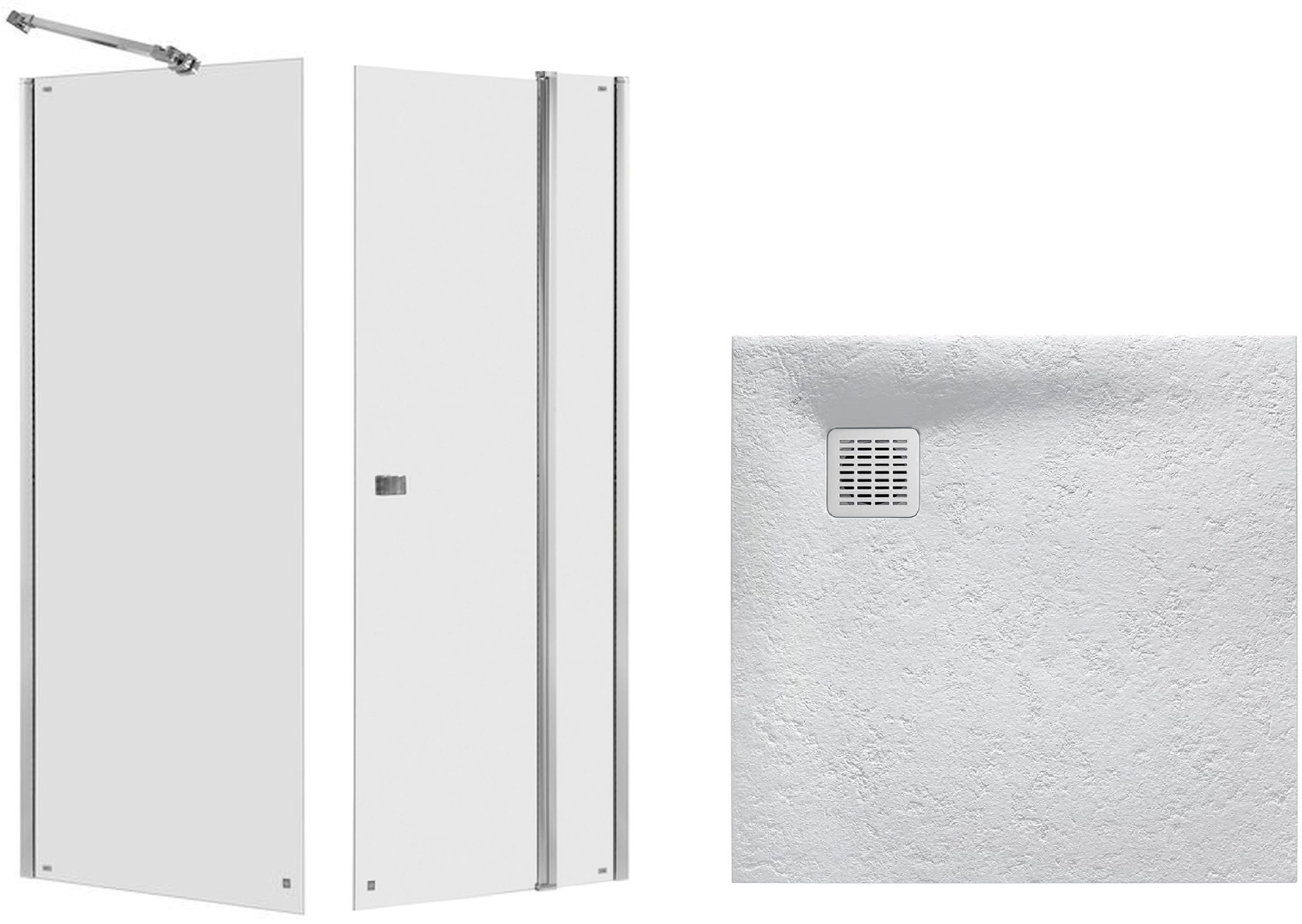 Sada sprchové dveře Roca Capital AM4609012M, čtvercová sprchová vanička Roca Terran AP10338438401630, AM4409012M