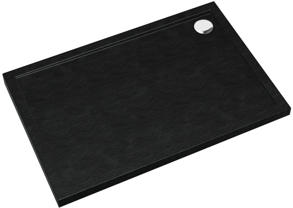 Schedpol Caspar New Black Stone obdélníková sprchová vanička se sifonem 100x80 cm černá 3.2336/C/ST