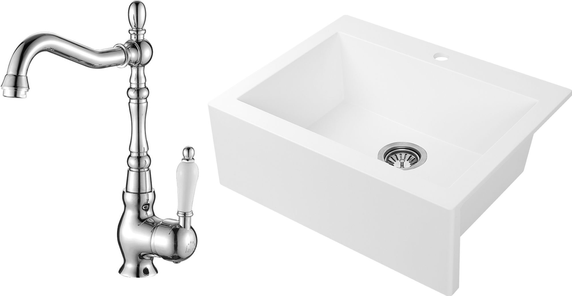 Sada granitový dřez Laveo Komodo SBK 610A, kuchyňská baterie Laveo Evora BAE065D