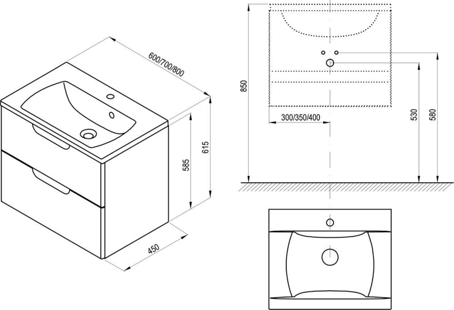 Ravak Classic II skříňka 70x45x58.5 cm pod umyvadlo závěsná bílá X000001478