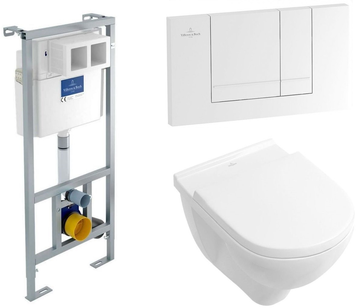 Set combi-Pack sada s prkénkem Villeroy & Boch O.Novo 5660HR01, splachovací tlačítko Villeroy & Boch ViConnect 92214368