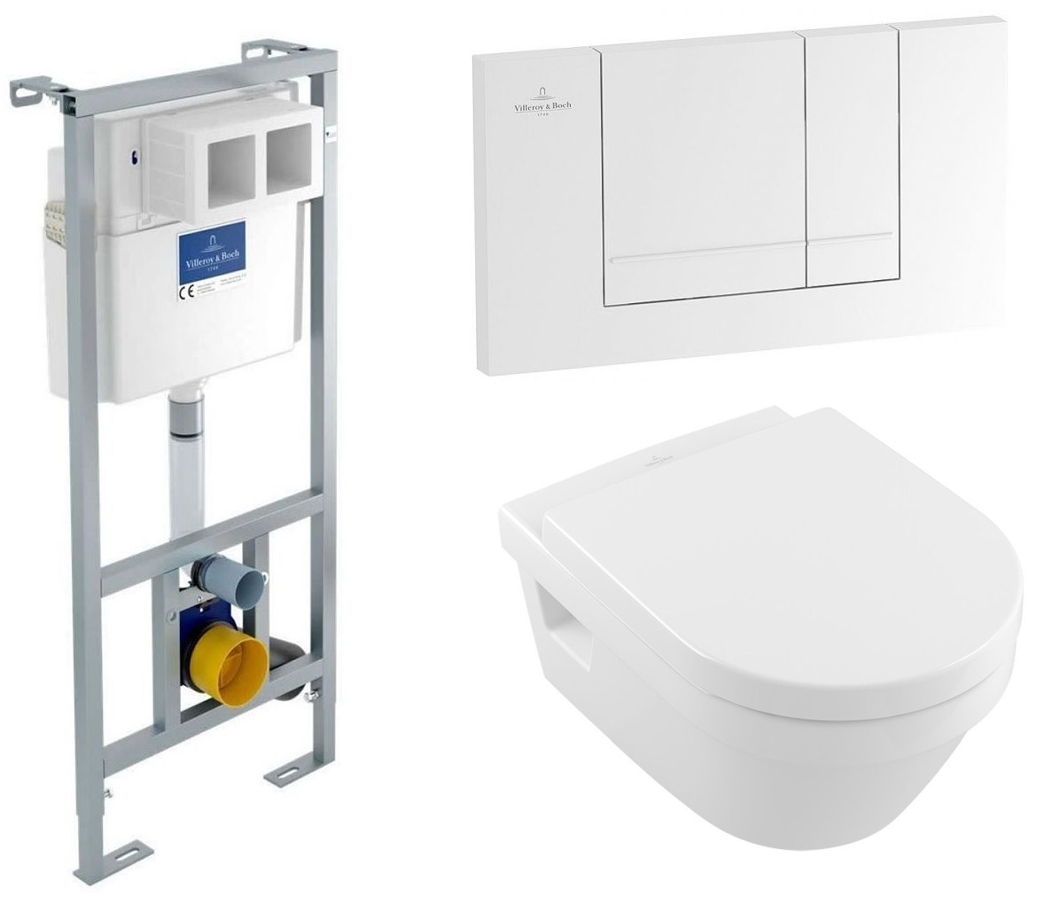 Set combi-Pack sada s prkénkem Villeroy & Boch Architectura 5684HR01, splachovací tlačítko Villeroy & Boch ViConnect 92214368